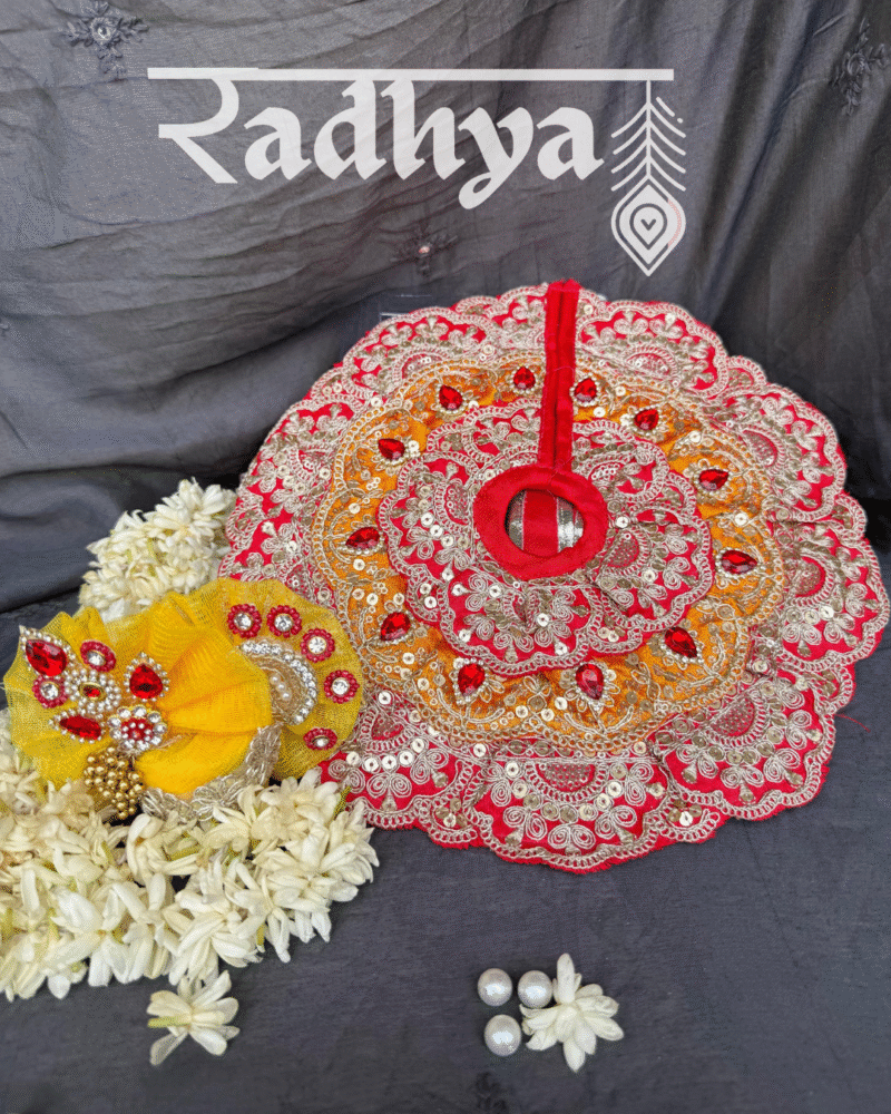 Red and Yellow work  Poshak with Pagri