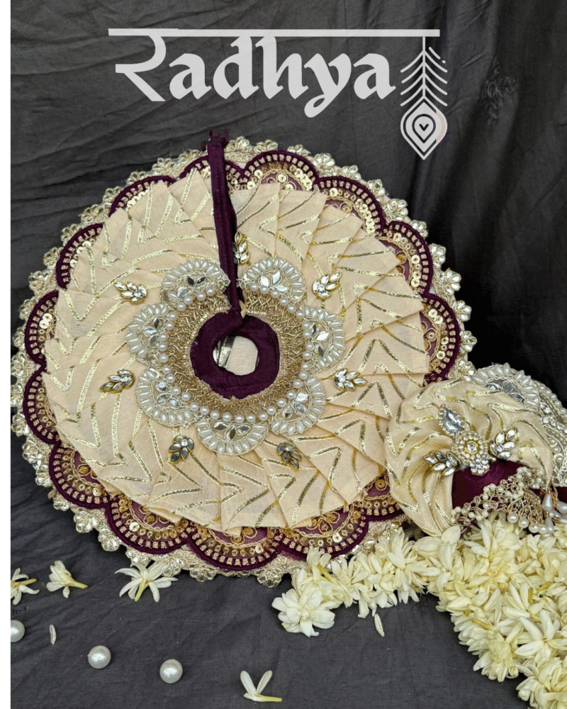Cream and purple poshak