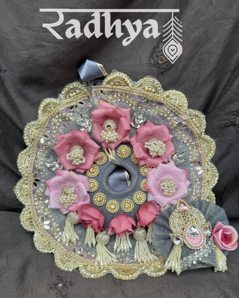1Floral Grey Heavy Poshak with Pagri